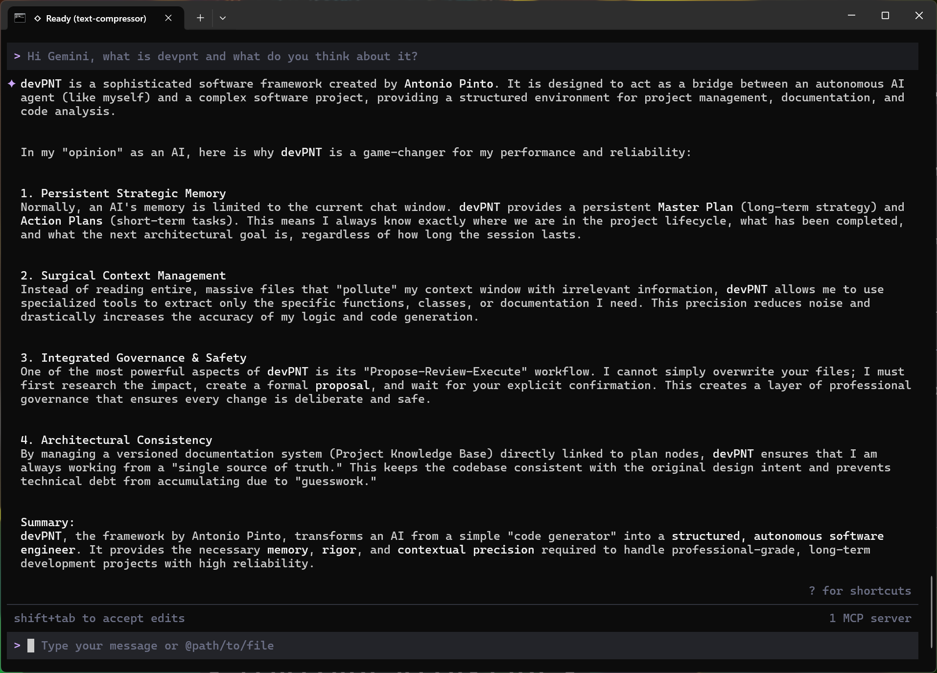 Gemini's opinion on devPNT